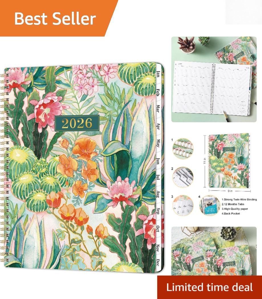 2026 Stylish Weekly & Monthly Planner – 9″ x 11″ with Durable Twin-Wire Binding