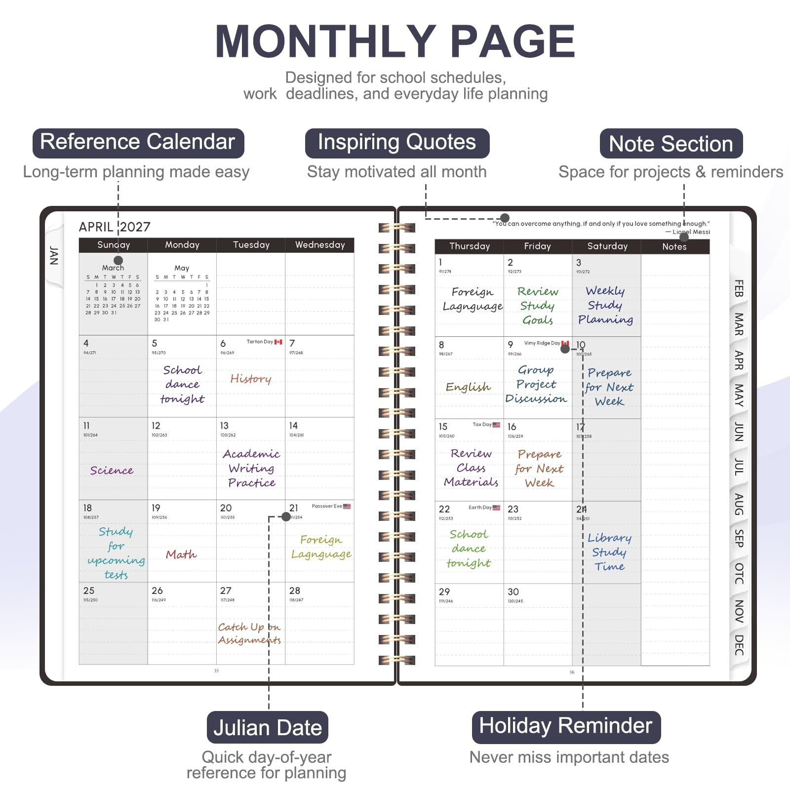 2027 Planner, Weekly And Monthly Calendar Planner Book, Jan 2027 – Dec 2027