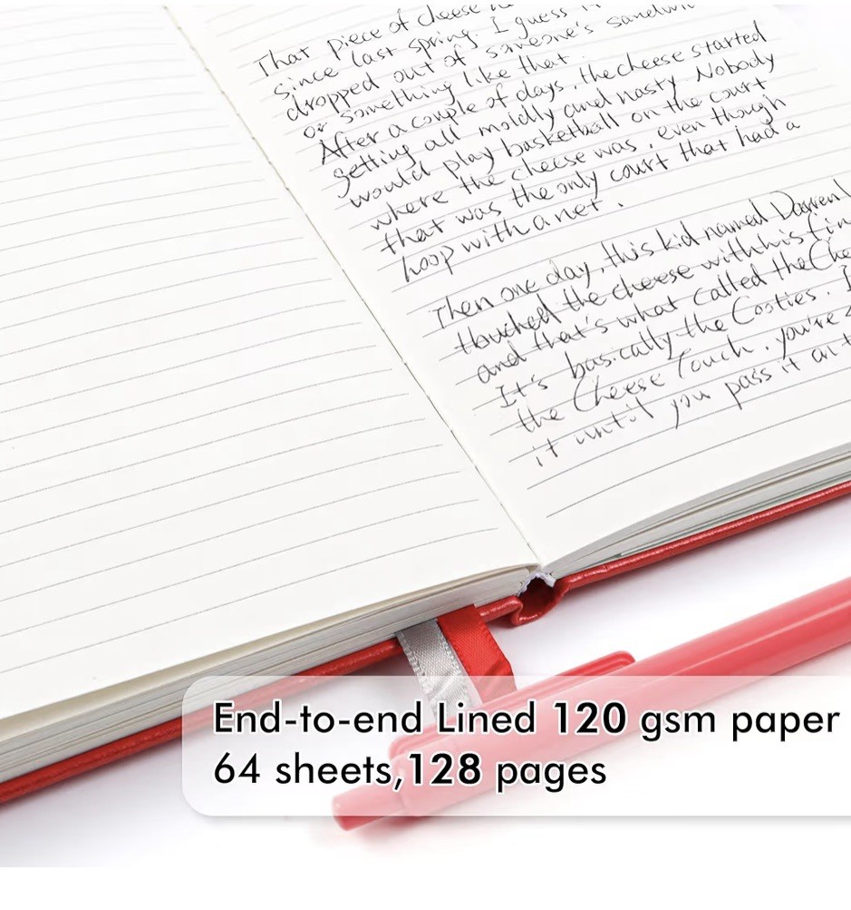 Feela Classic Ruled A5 Notebook with Pens 5 Pack Notebook Set Red