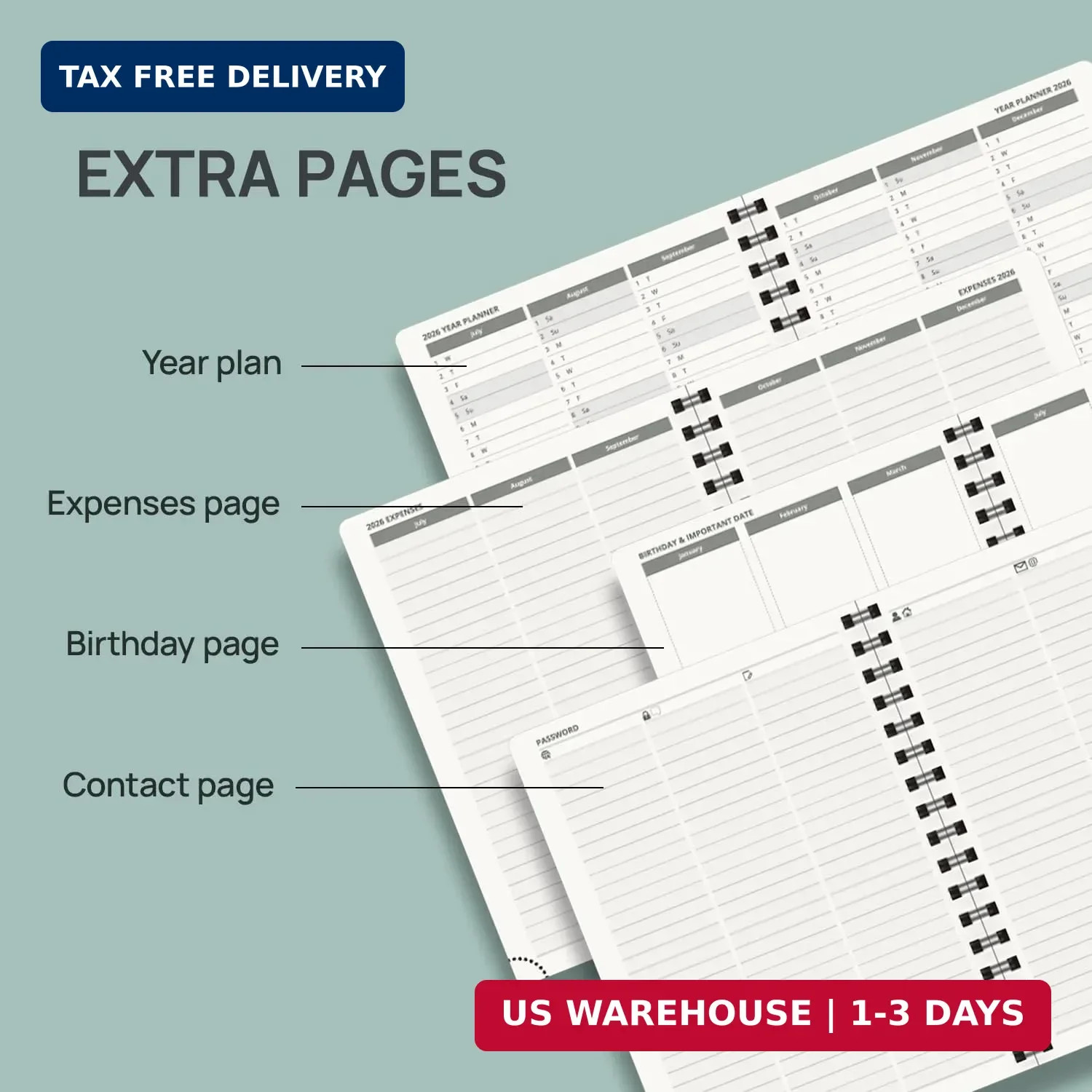 POPRUN 2026-2027 Academic Weekly Planner, 6.75″ x 8.75″ Horizontal Daily Book Ca