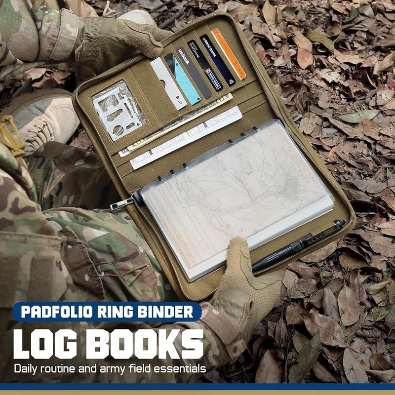Refillable 6-Ring Binder A5 Notebook Tactical Portfolio Organizer Multi-Pocket