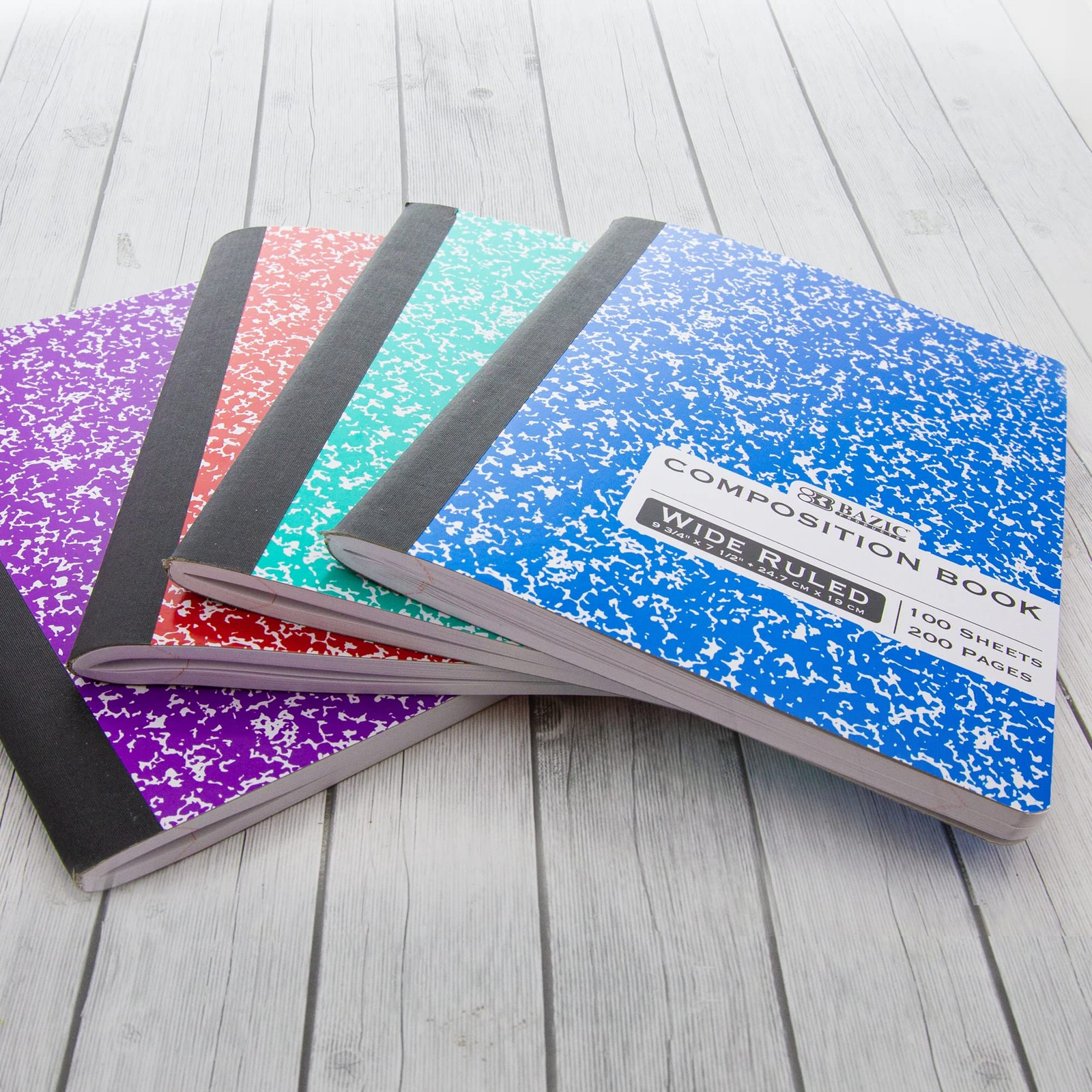 BAZIC PRODUCTS Composition 4-Pack, 4 Assorted Colors (100 Sheets/Book)