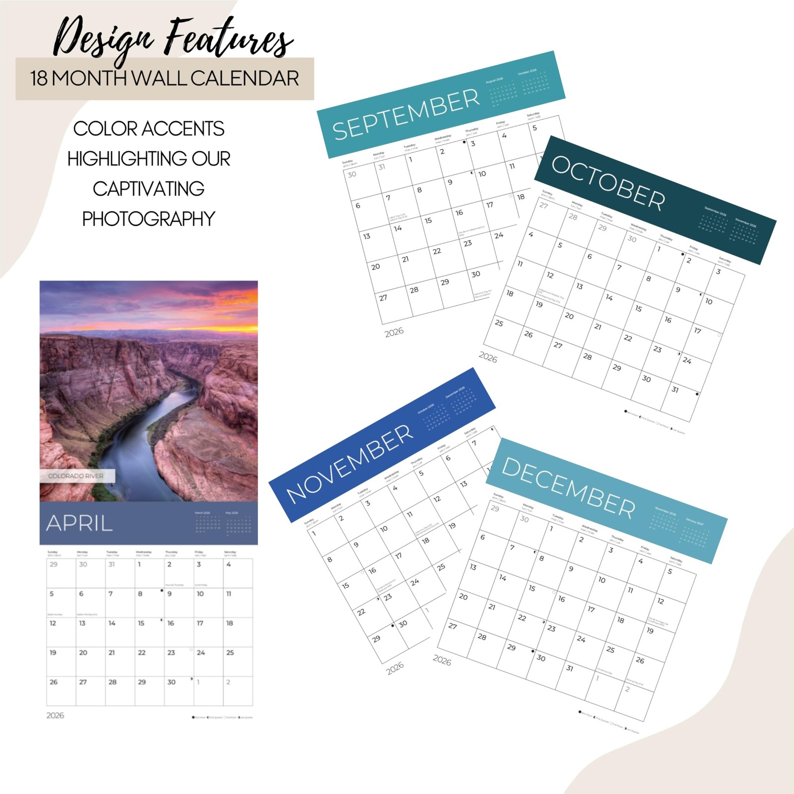 National Parks Wall Calendar 2026 | 12″ x 24″ Open | 12 x 12,