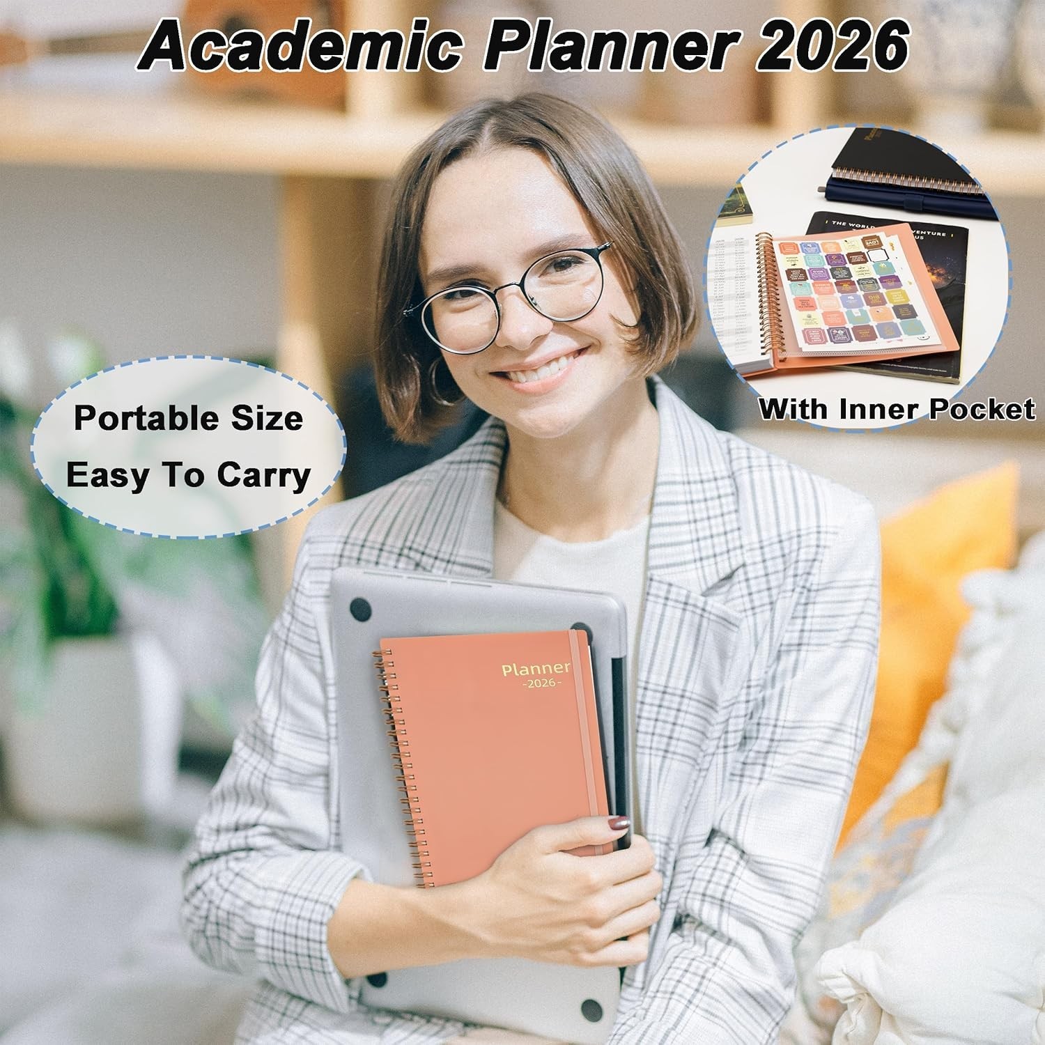 Day Planner 2026, Weekly and Monthly Planner 2026, Jan 2026-Dec 2026, 6.2″ X 8.4