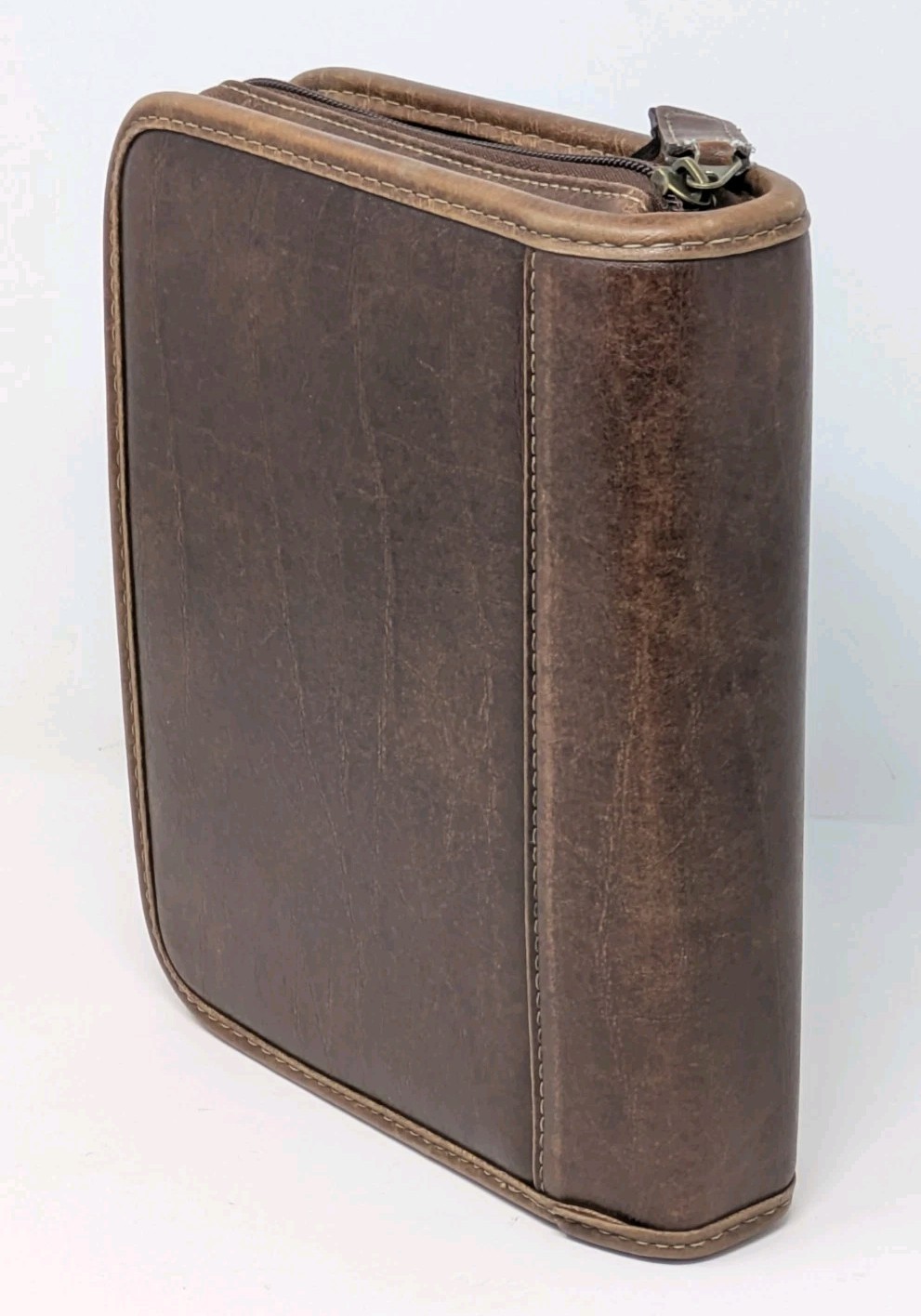Franklin Covey Classic Planner 7 Ring Zip Binder Brown Faux Leather