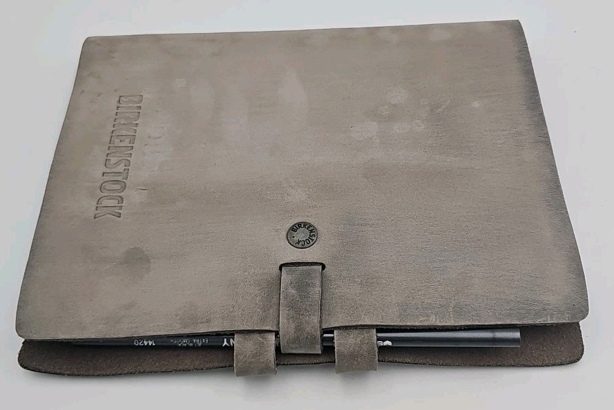 Birenstock Grey Leather Planner/Paper/Journal 9 1/2″x7″ Refillable And Keychain