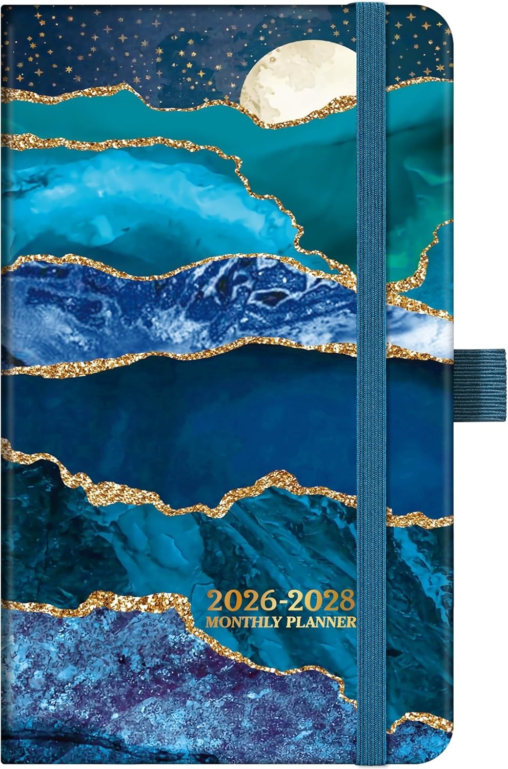 Elegant 3- Pocket Planner 2026-2028 – Compact Monthly Organizer 6.4″ x 3.8″