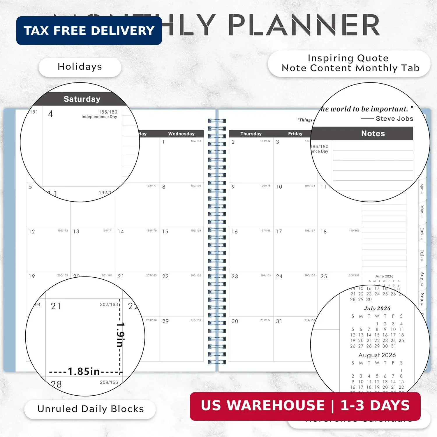 2026-2031 Monthly Planner/Calendar – 5 Year Planner, Jul. 2026 – Jun. 2031, 9″ x