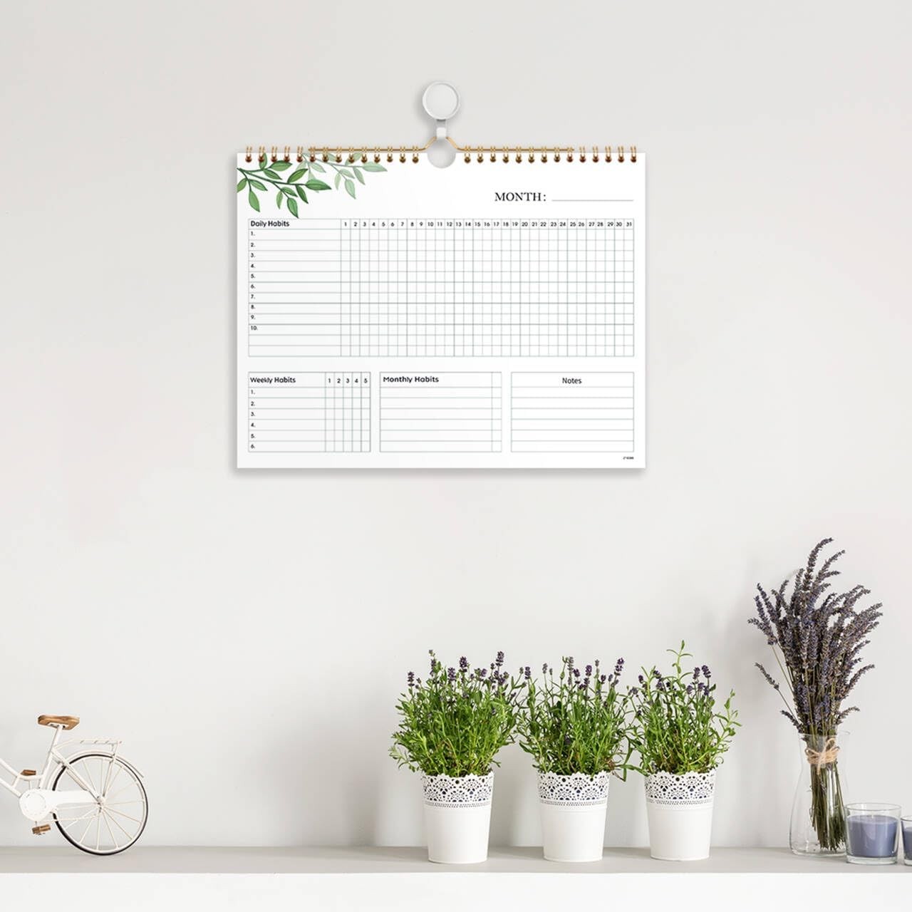 Habit Tracker Calendar – 12 Months Undated Daily Planner, 8″x10″, Weekly & Month