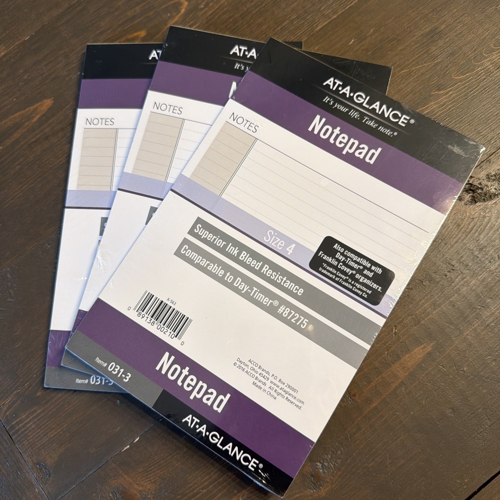 3 New At-A-Glance Notepads Size 4 Compatible With Day-Timer # 031-3 Sealed