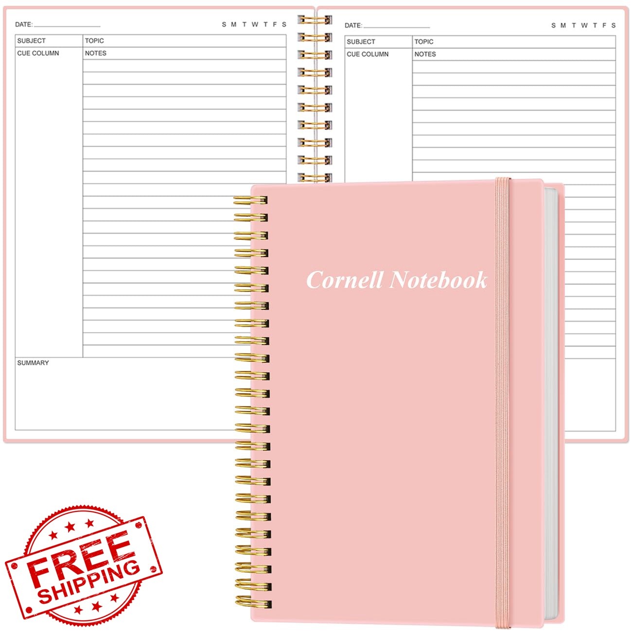 Yaridar A5 Cornell Notebook Pink 5.8″ x 8.5″