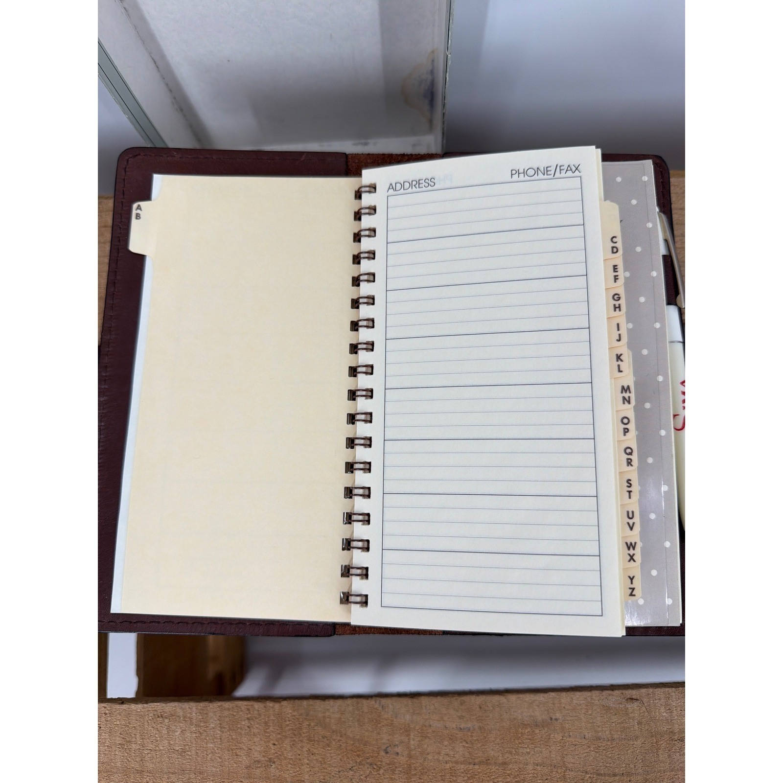 Vintage St. Dennis Pocket Size Agenda Burgundy Leather Diary Address Book NOS