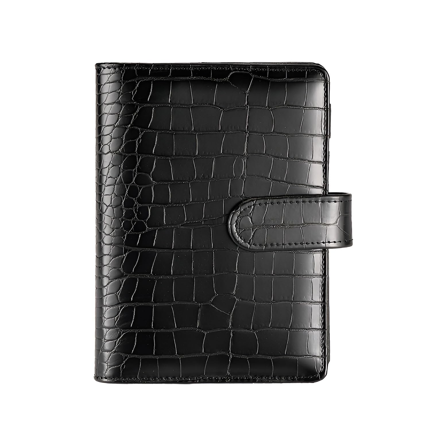 A5 6 Ring Binder Cover Crocodile – Large PU Leather Notebook A5, Black