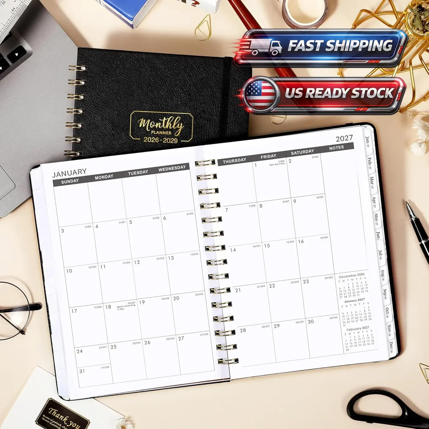 2026-2028 Monthly Planner – 3 Year Monthly Planner 2026-2028, Jan. 2026 – Dec