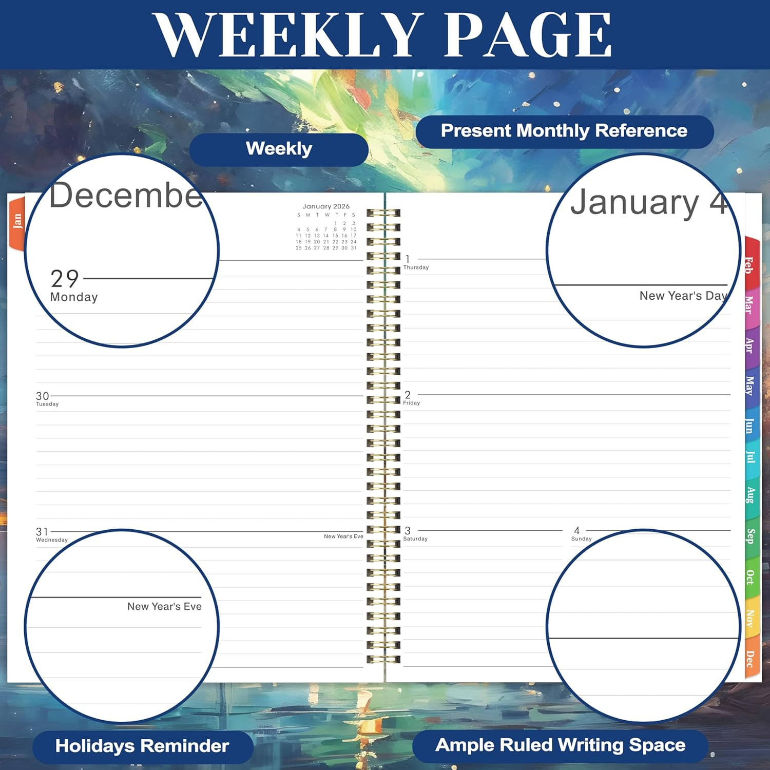2026 Planner Weekly & Monthly, 8.5×11 Calendar with Tabs & Inner Pocket