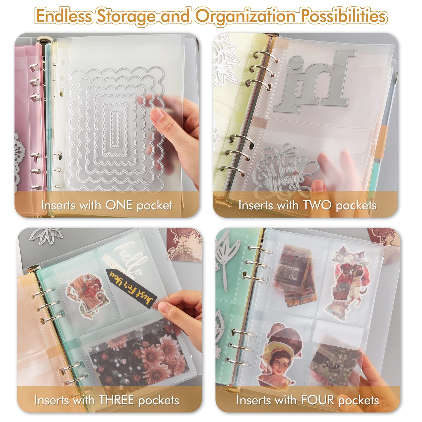 10 Pack A5 Size Plastic Binder Pockets,6 Holes Waterproof PVC Folders Loose L…
