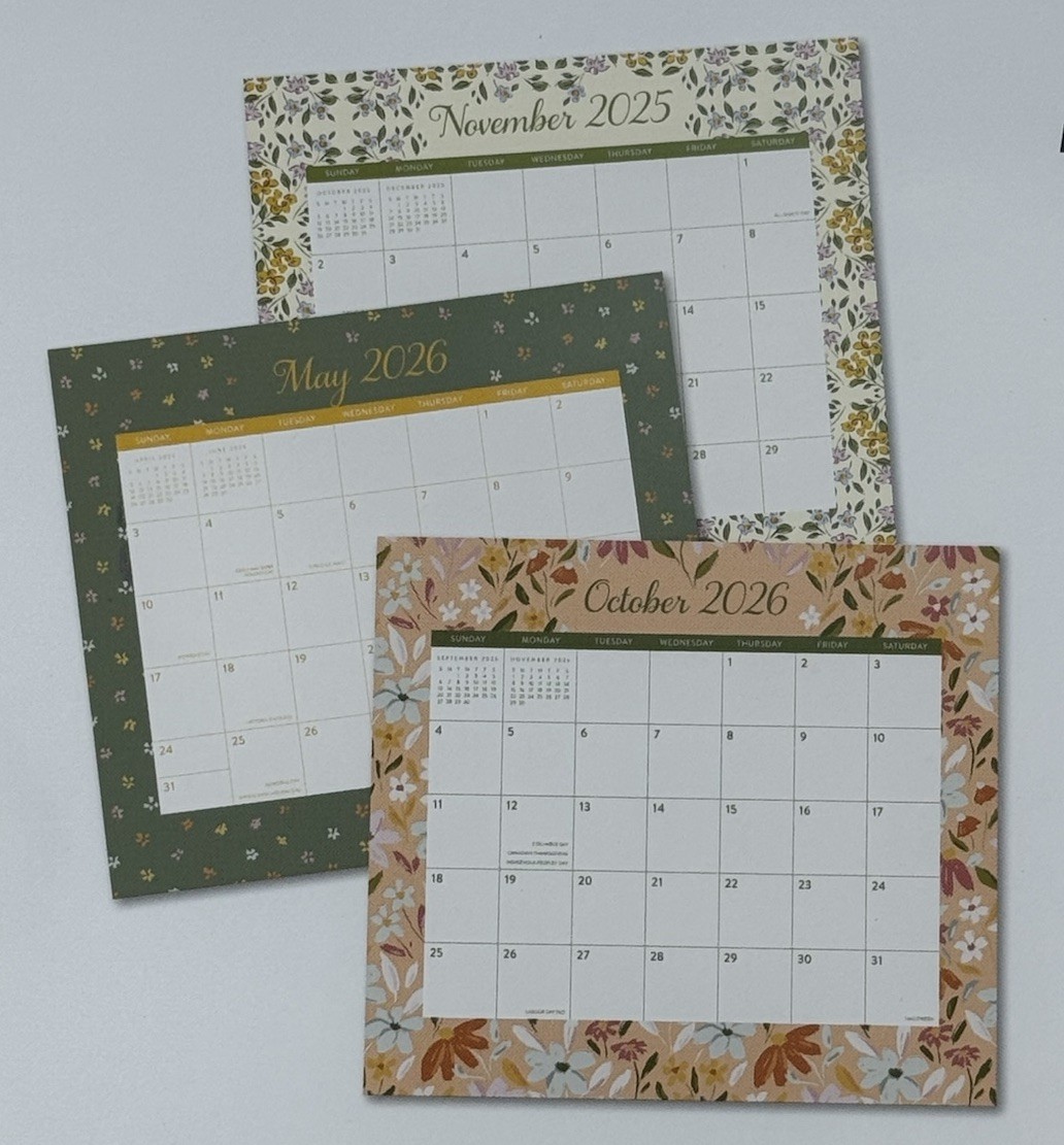 Orange Circle 2026 Magnetic Monthly Pad Weekly Calendar Planner FLOWER 9.5 X 8.5