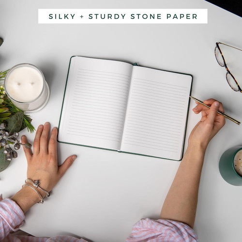 Stone Paper Journal Premium A5 Hardcover Vegan Leather Notebook Forest Green