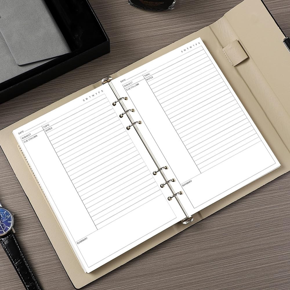 2 Pack Cornell Notes Filler Paper A5 Binder 6 Hole 100 Sheets 5.8×8.3 In
