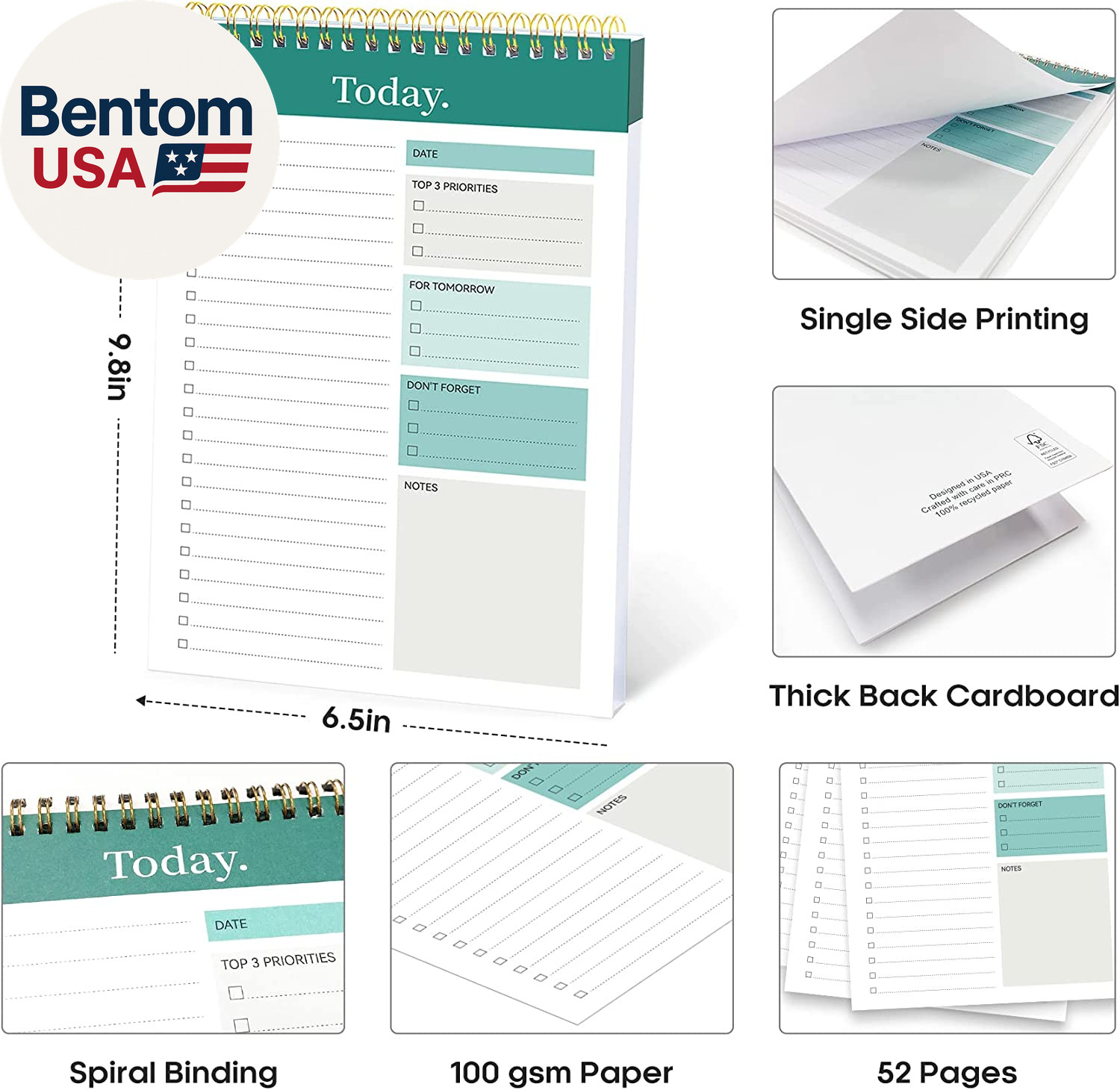 to Do List Notepad – to Do List Notebook for Work with 52 Sheets, 9.8″ X 6.5″, U