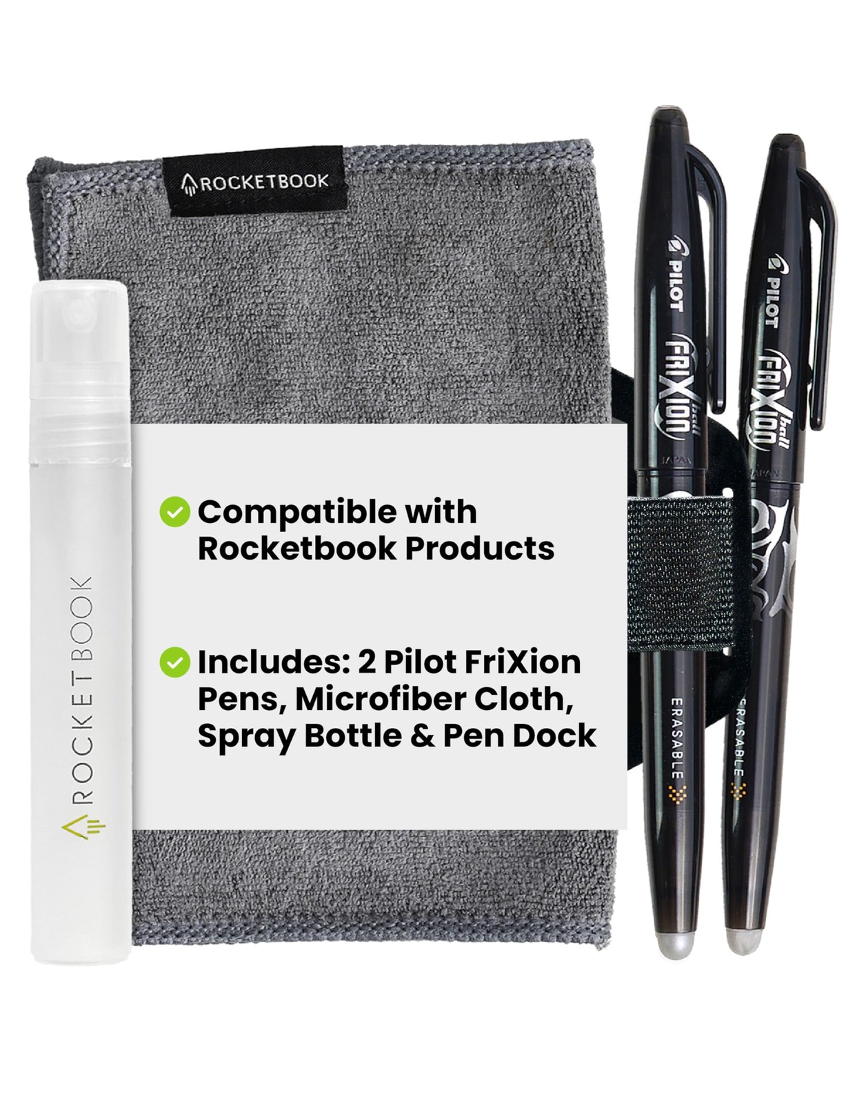 Rocketbook Accessory Kit – Complete Set with 2 FriXion Gel Pens, Spray Bottle…