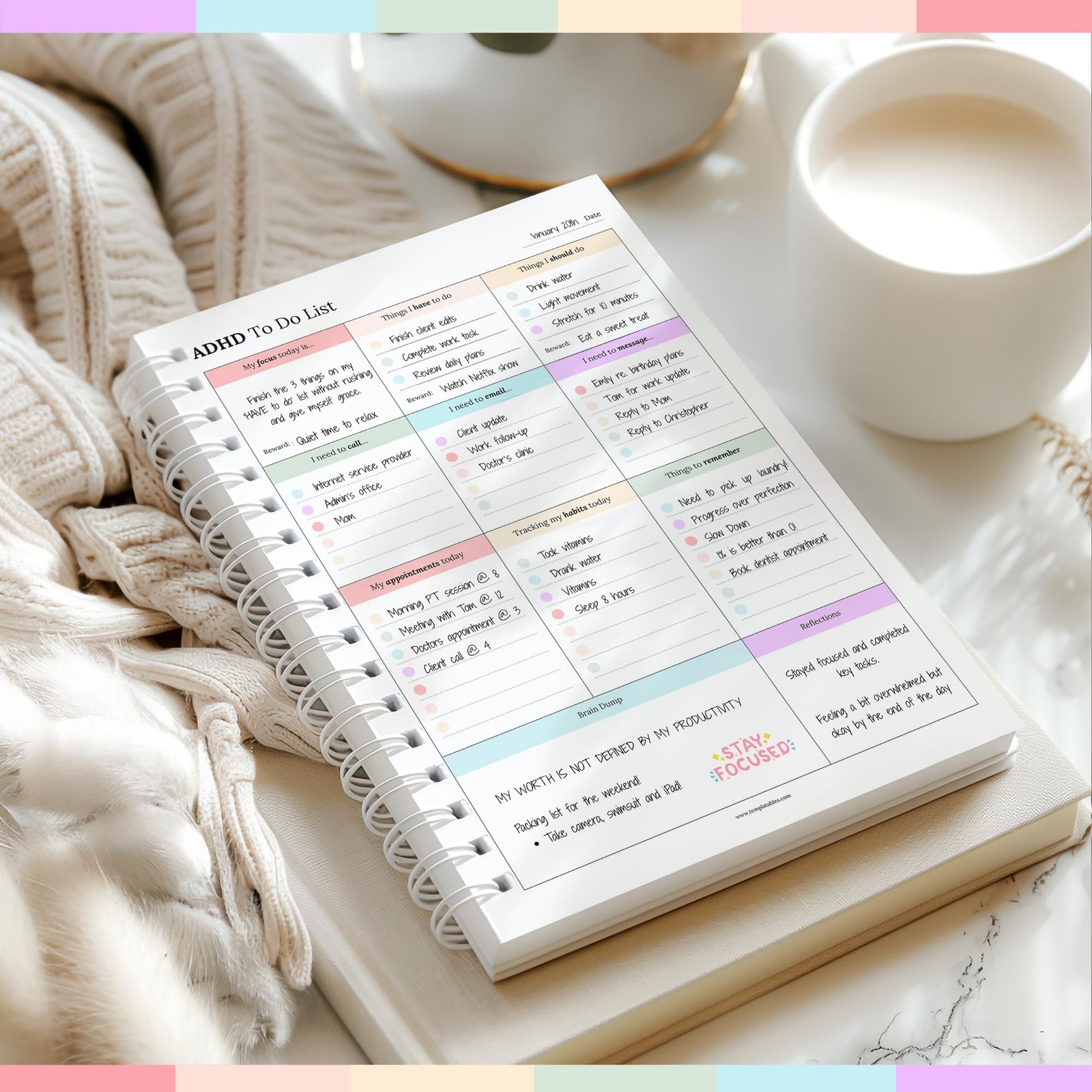 Adhd Daily Planner To Do List A5 – Focus & Productivity Task Manager | 100 Pages
