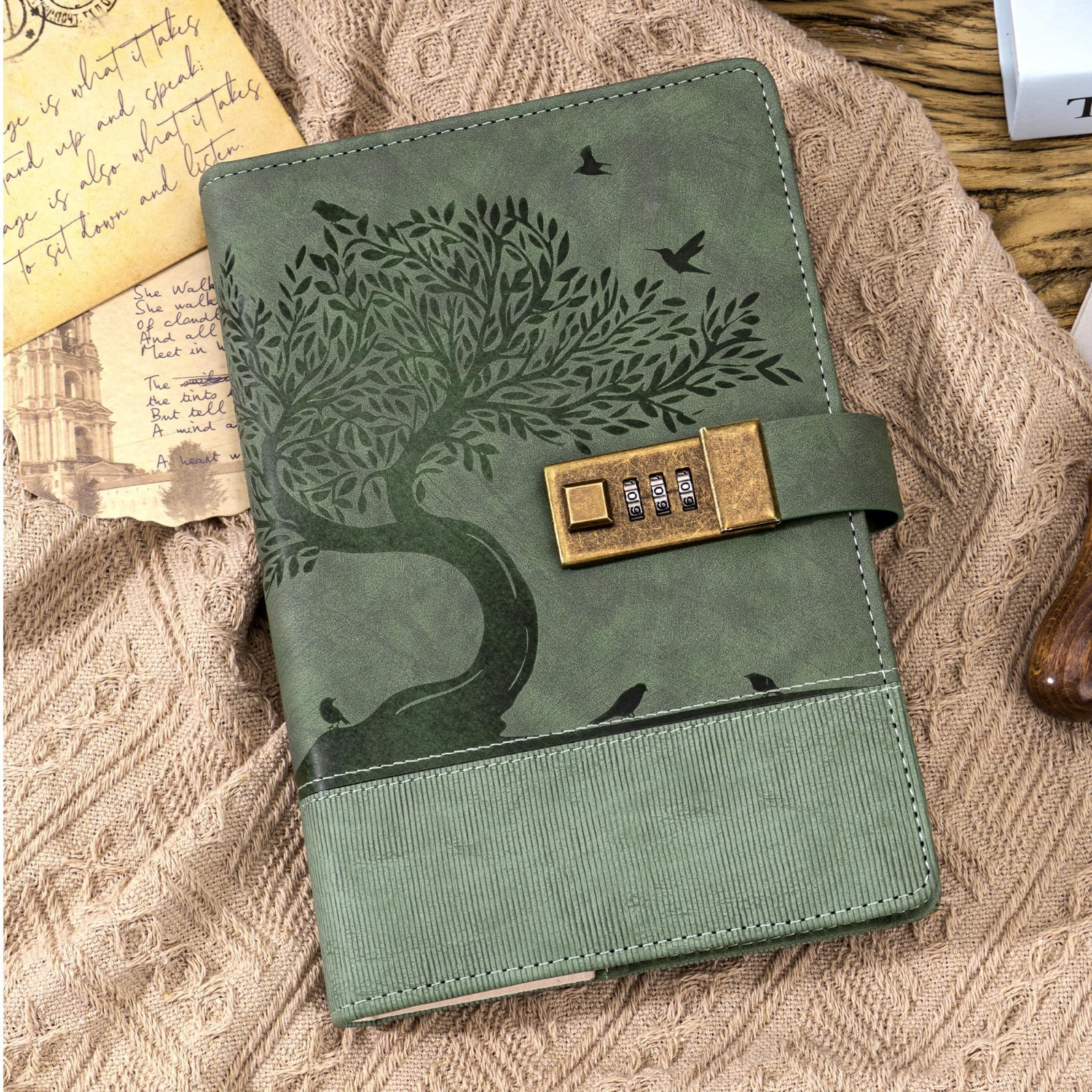 Vintage Leather Diary with Lock – 256 Pages A5 Journal for Writing & Note Taking