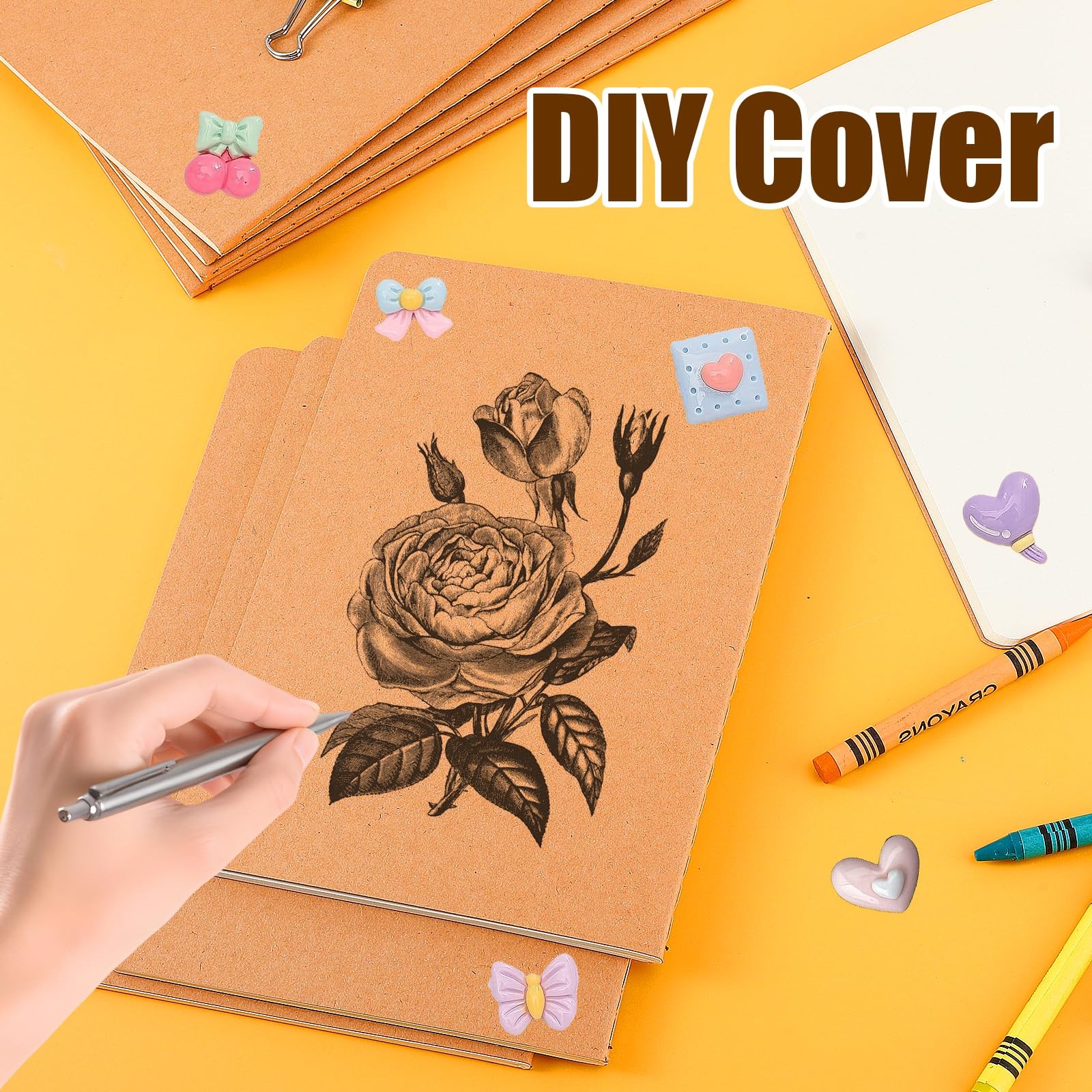 Dyrfolm 48 Pcs Blank Kraft Notebooks, 8.3 X 5.5 Inch Travel Journal Set, A5