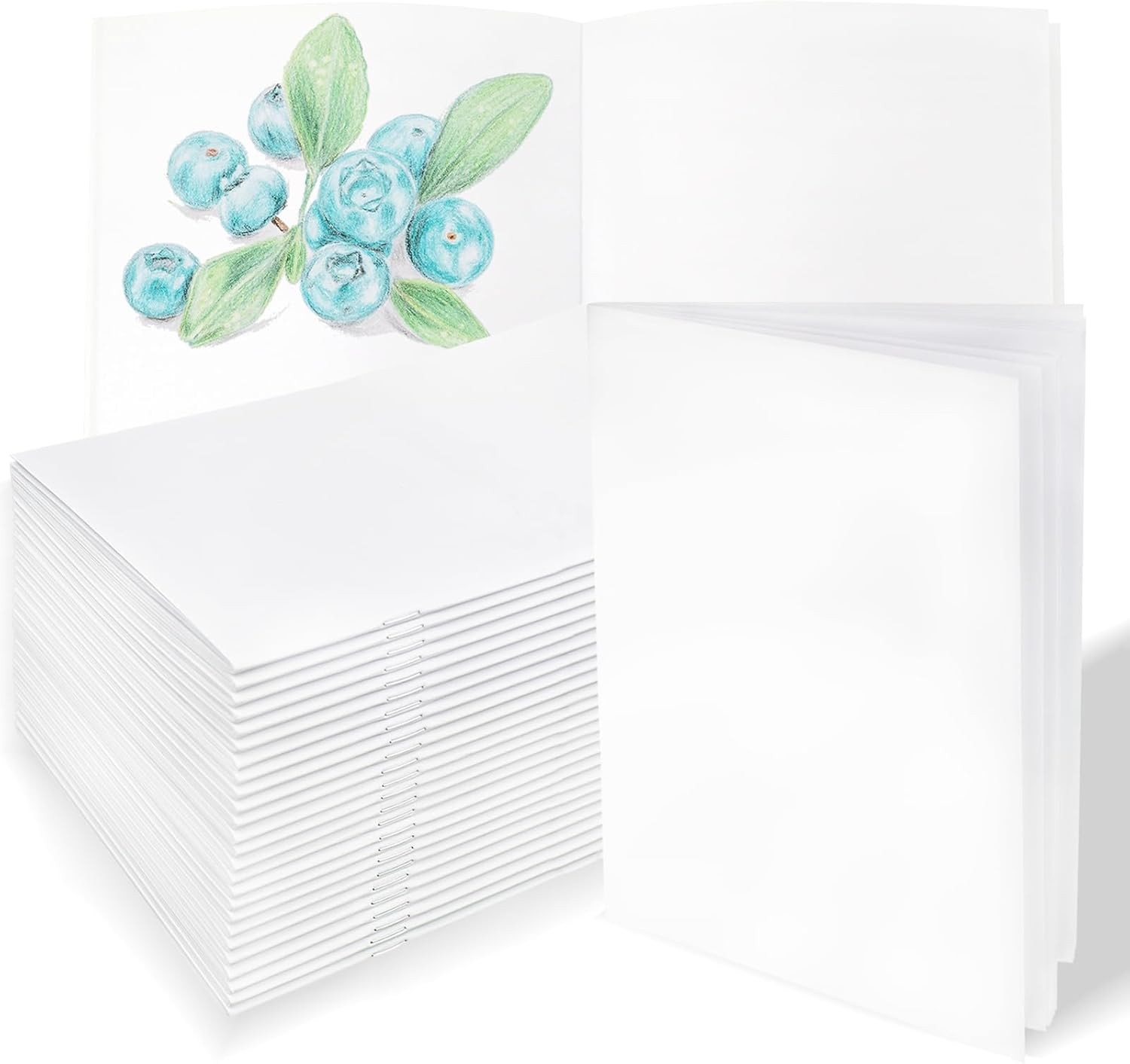 100 Pcs White Blank Notebook for Kids 5.5 x 8.5 Inches Unlined Journal
