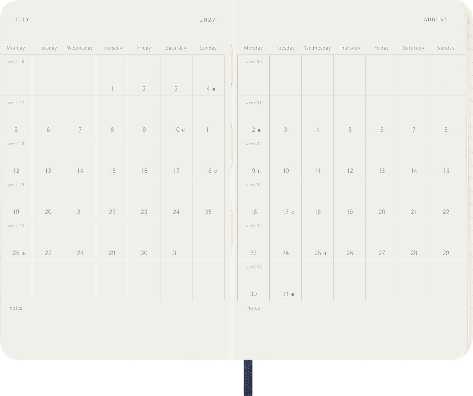 Moleskine Classic 18 Month 2026-2027 Weekly 3.5″ x 5.5″, Sapphire Blue