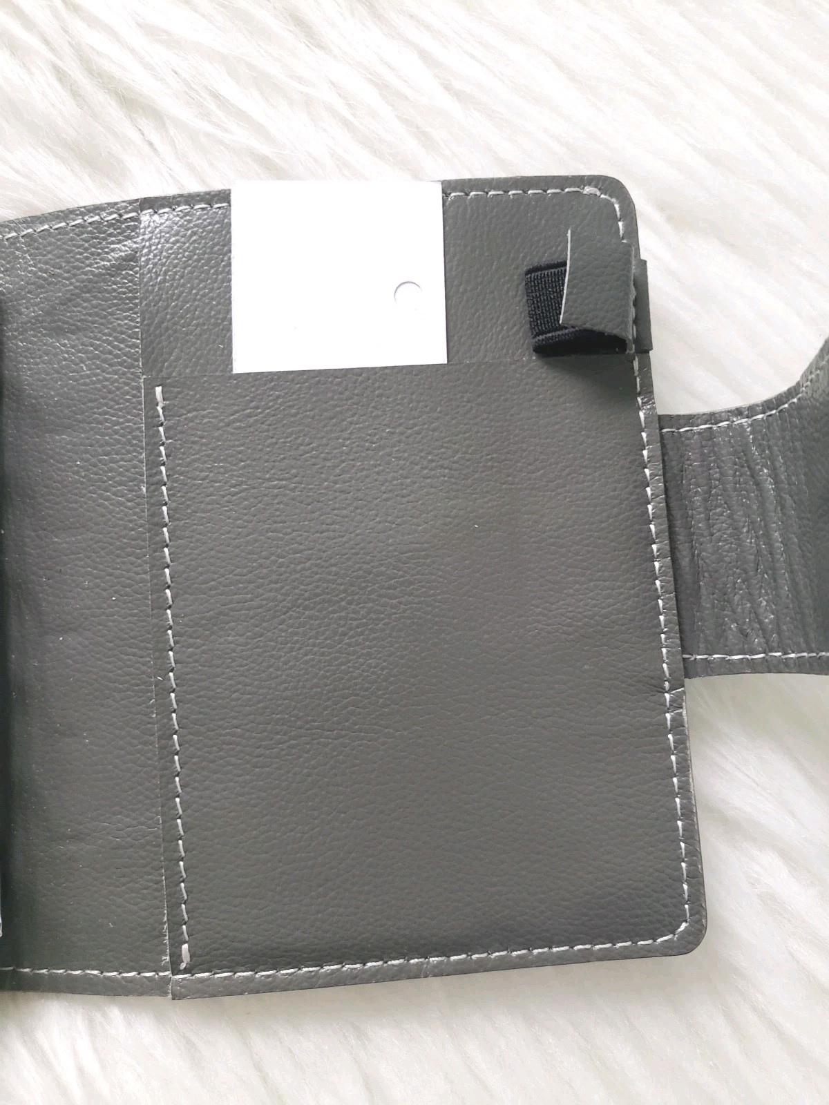 6 Ring Pocket Wide Genuine Leather Planner Cover Grey Unbranded