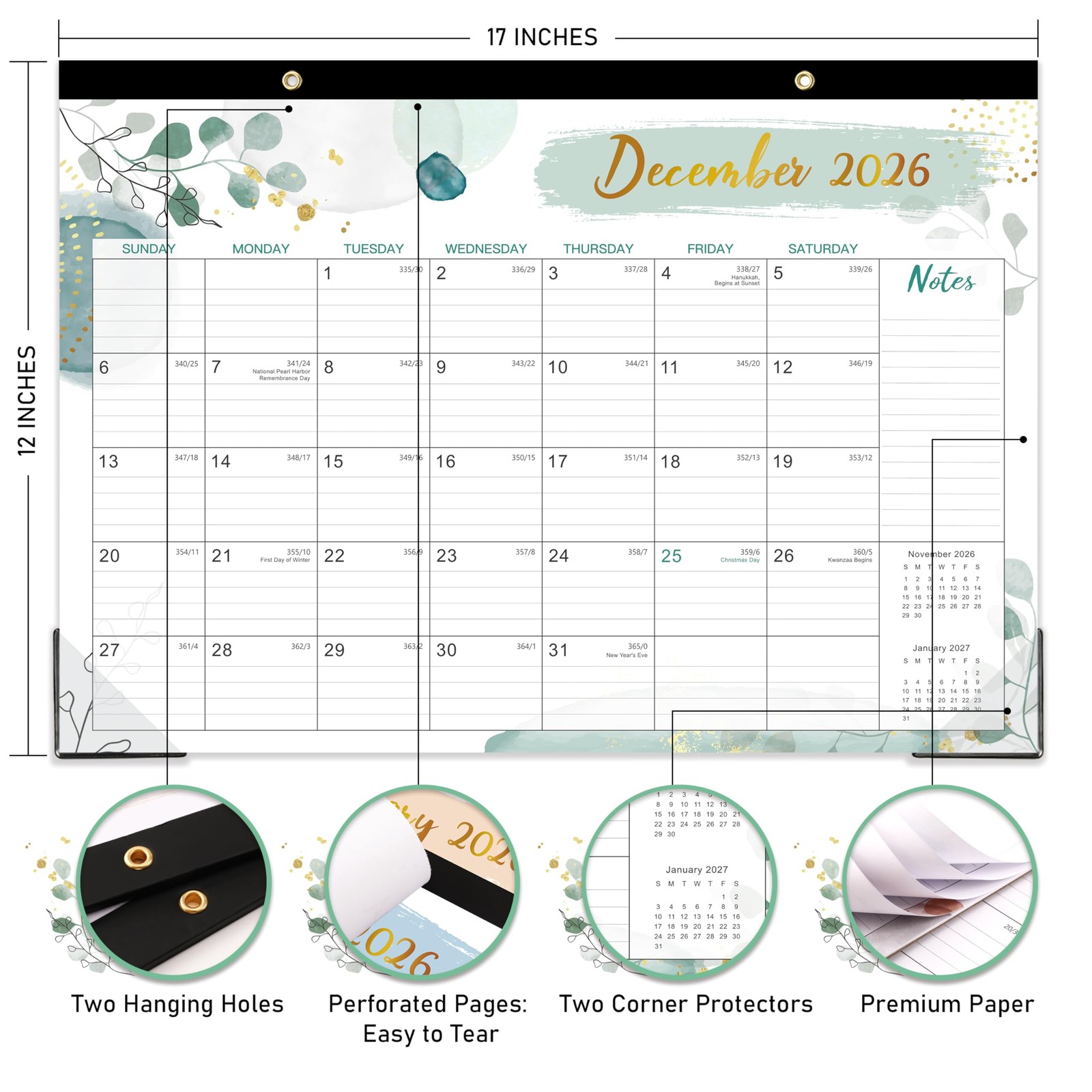 Desk Calendar 2026-2027 – 17×12, July 2026 12″ x 17″