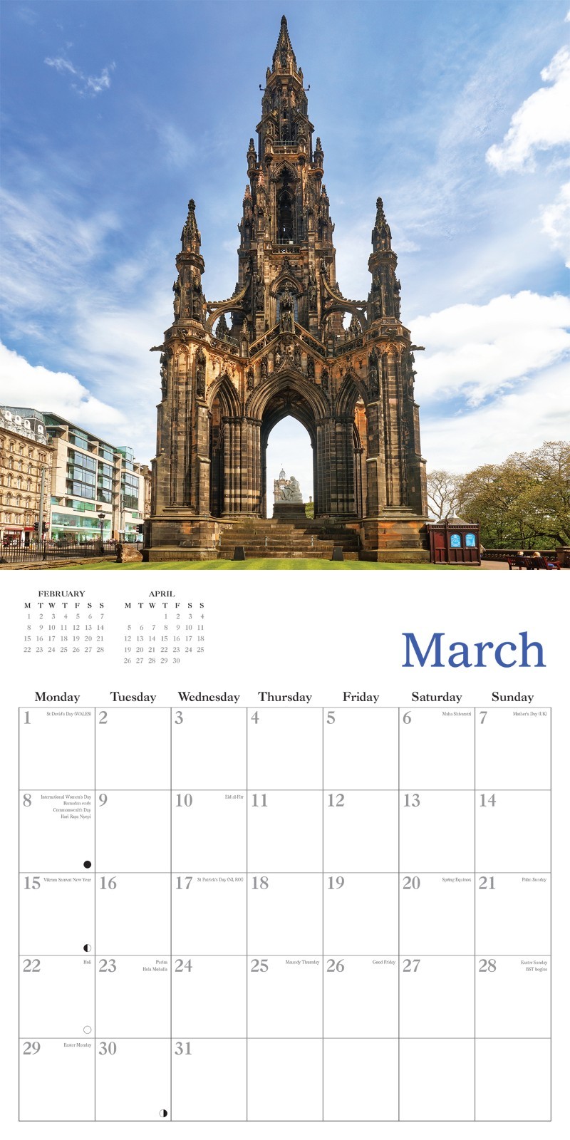 Calendar 2027 Edinburgh Wall Planner Organiser Holyrood House Military Tattoo