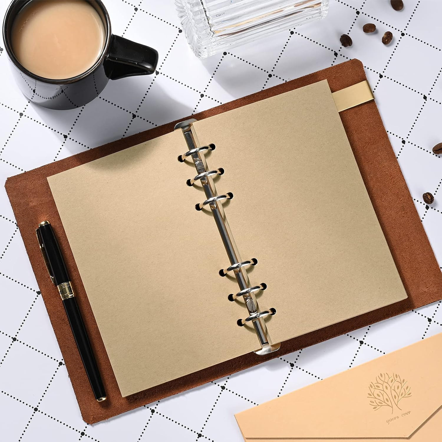 A6 Blank Vintage Refillable Paper, Retro A6 Binder Refills Paper for 6-Ring Bind
