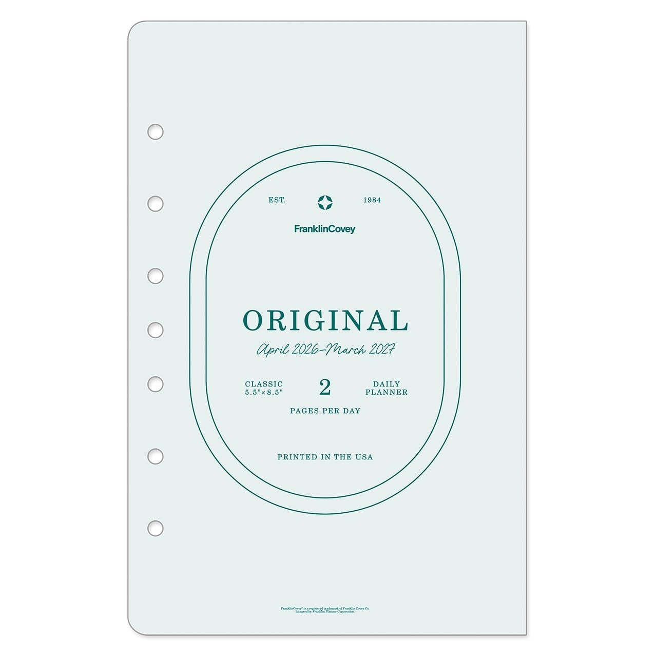 Original Planner Refill – Two Page Per Day, Ring-Bound, Classic Size, Apr 2026 –