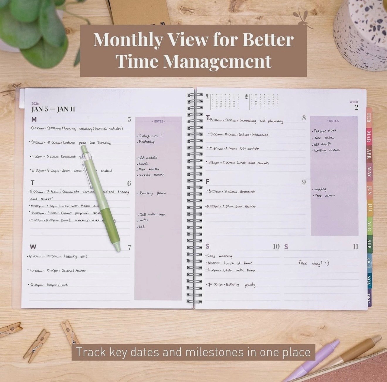 Rileys 2026 Weekly Monthly Planner Lilac Spiral Agenda Calendar NEW Sealed
