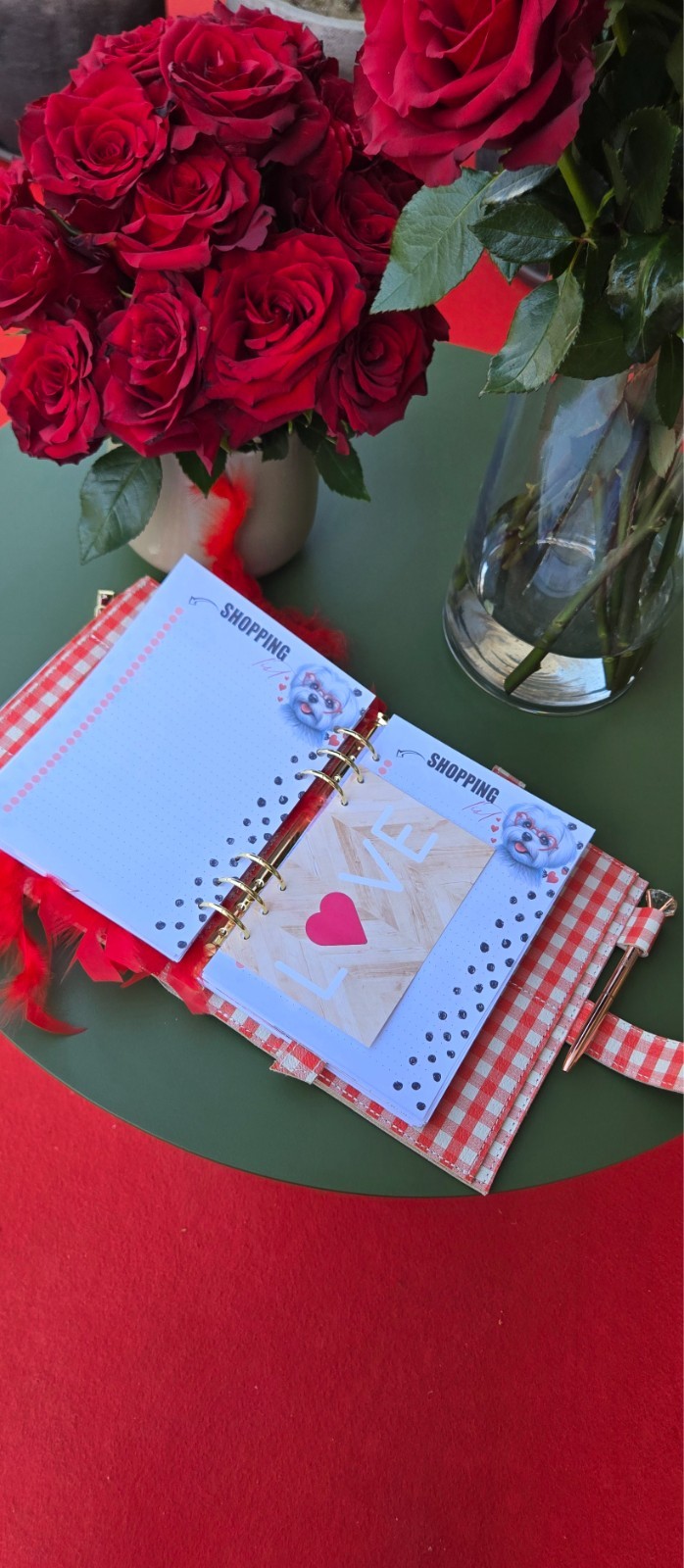 Red Leather notebook cover A5. Red leather weekly planner just 1 in the world