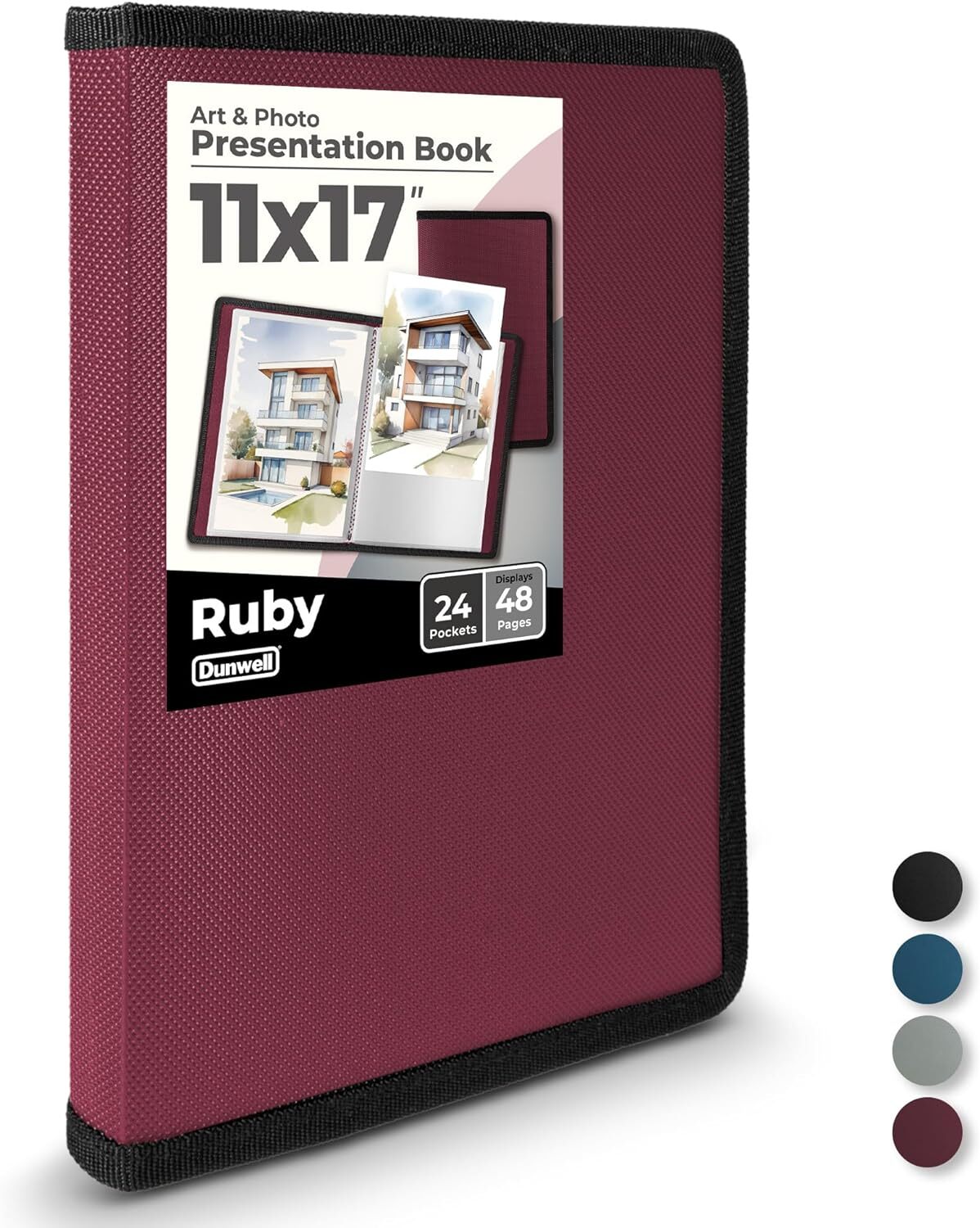11X17 Art Portfolio Binder With Mounting Paper – (Ruby) Large Portfolio