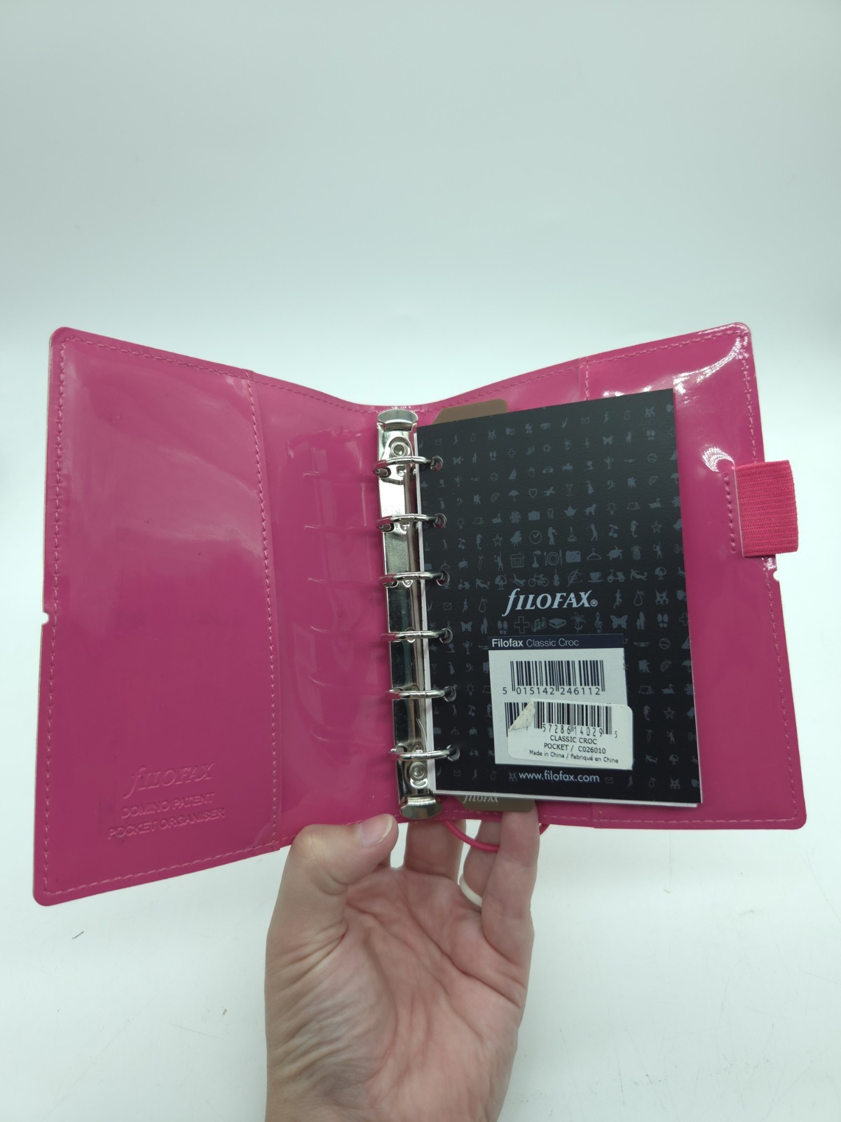 Filofax Domino Patent Pocket Hot Pink Organizer Planner