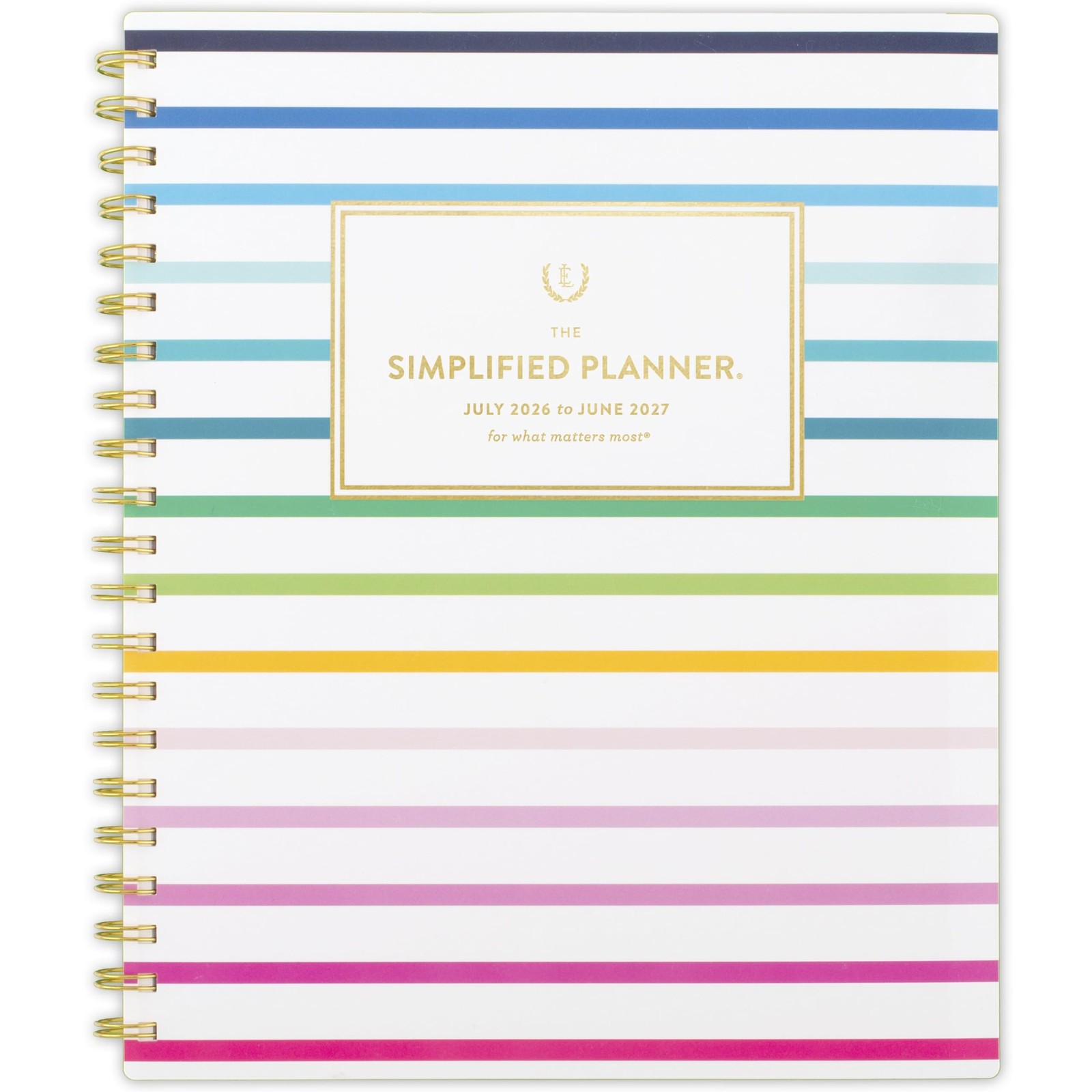 AT-A-GLANCE Planner 2026-2027 Weekly & Monthly 8.5″W x 11″H, Happy Stripe