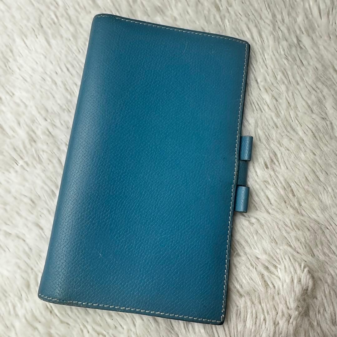 HERMES Vision Agenda Cover Veau Epsom Blue Women’s J Stamp Pen Holder 228-56699