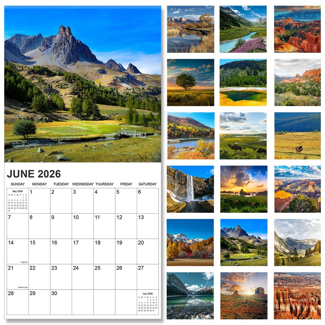 2026-2027 Calendar for Wall, National Parks 12″ x 12″,