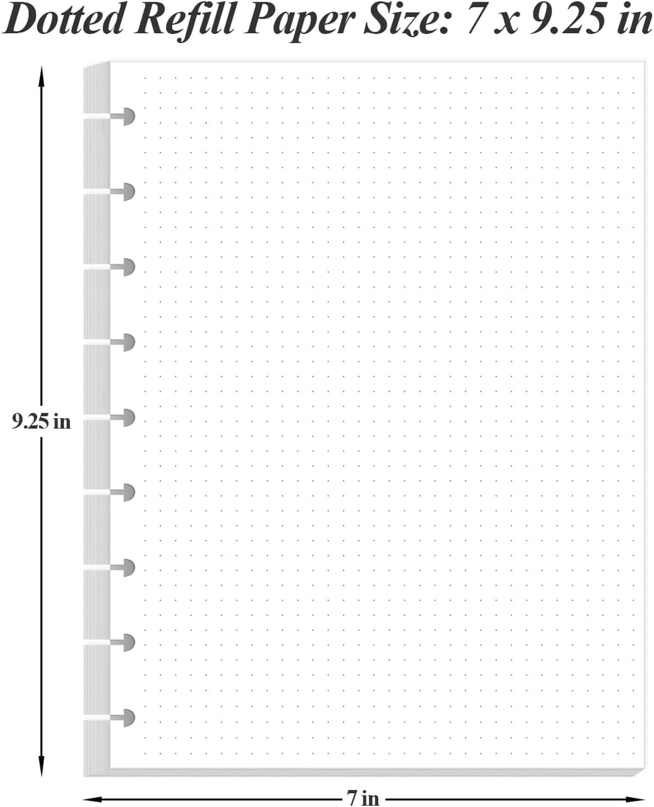 200 Sheets Compatible 9-Disc Discbound Dotted Grid Refill Paper 7×9.25 Inches