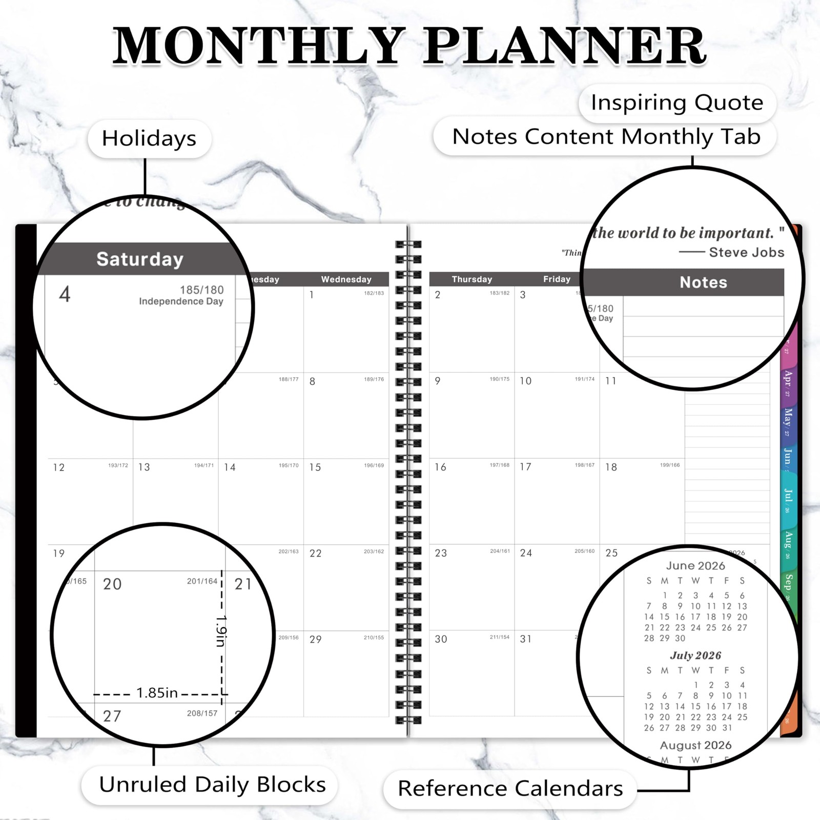 2026-2029 Monthly Planner – 3 Year 9″ x 11″, Black：3