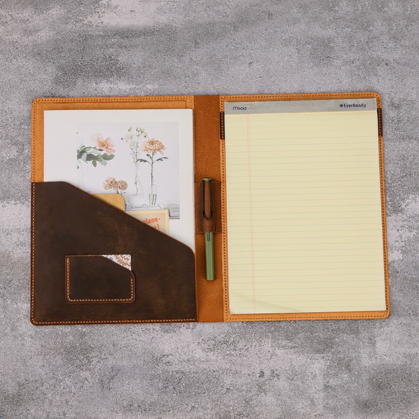 Personalized Leather Portfolio Padfolio Letter Size A4 Notepad Organizer