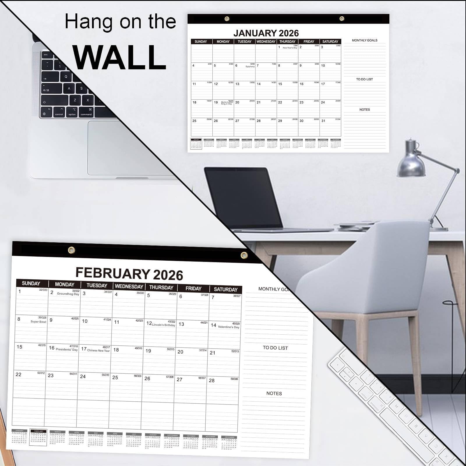 GuassLee Desk Calendar 2025, 2 Packs, 19 Months 17″ × 11.5″ 2 pack