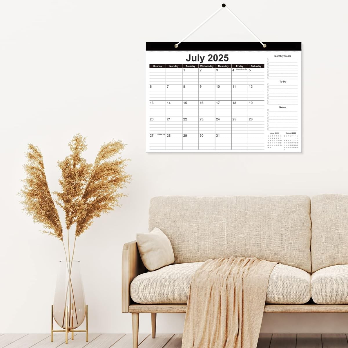 Desk Calendar 2026-12 Months from January 2026 to 17″ x 12″, Black