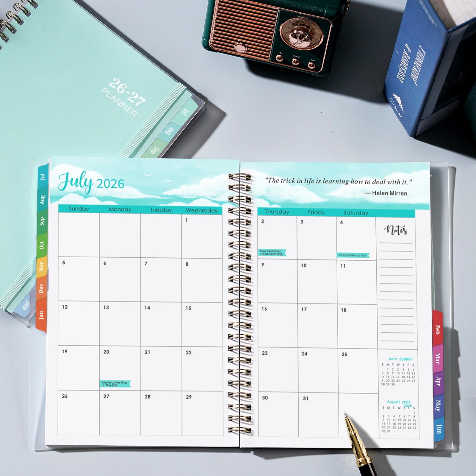 2026-2027 Academic Planner – Jul 2026-Jun 2027 Weekly & 6.4″x8.5″, green