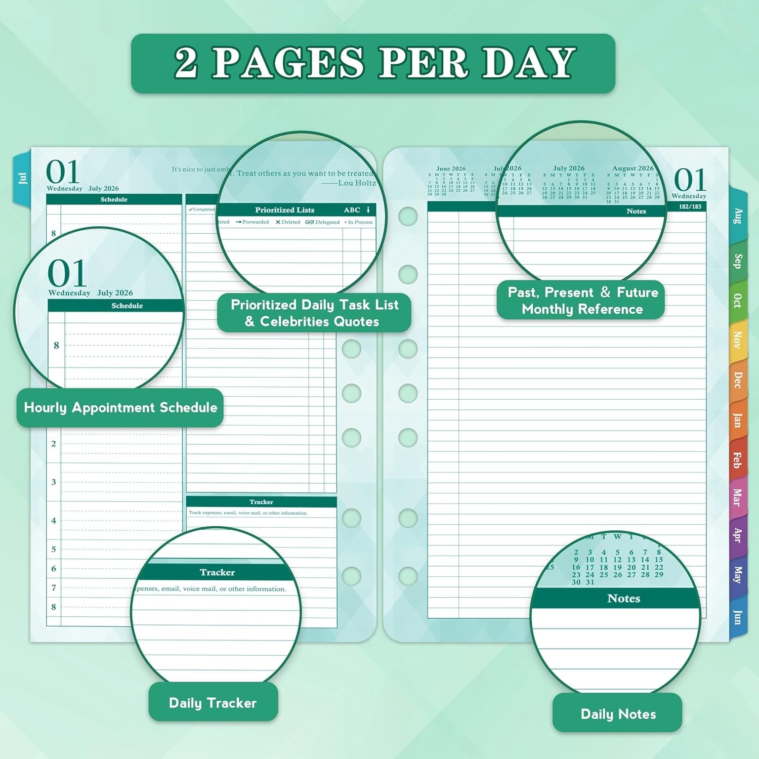 2026-2027 Planner Refills – Jul.2026 – Jun.2027, Two Pages Per Day Daily ＆ Mo…