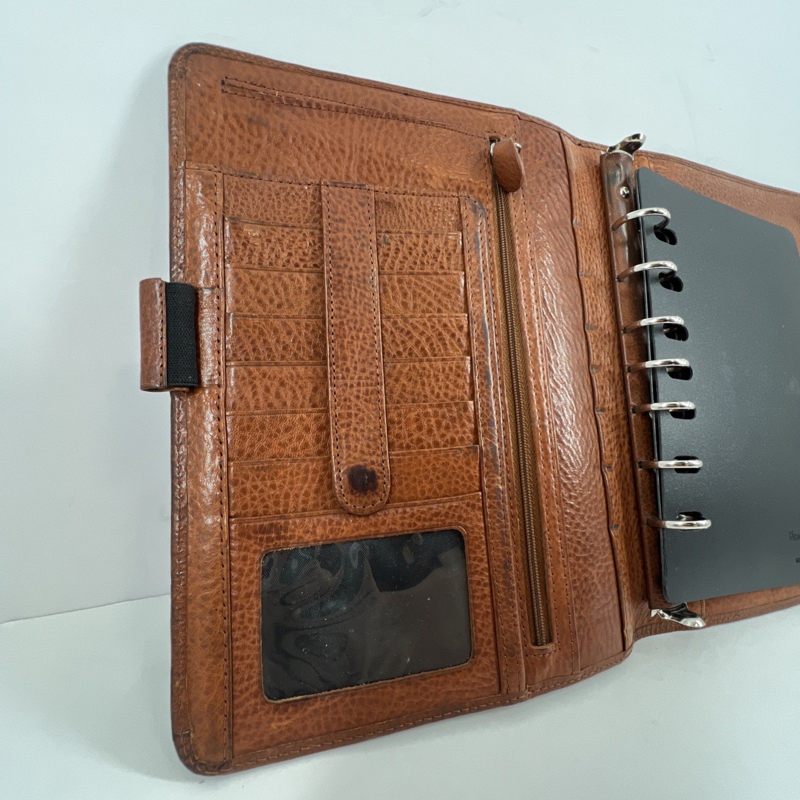Franklin Covey Full Grain Italian Leather 7 Ring Binder Chestnut Brown Vintage